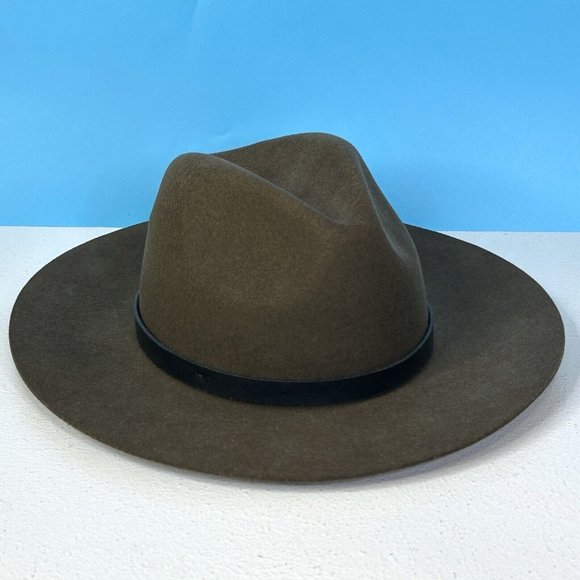 Maccia di Ruggine Womens Brown Wool‎ Fedora Hat w/ Black Leather Hat Band - Picture 1 of 8